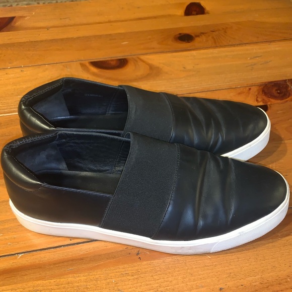 Vince Women’s Black Leather Slip On Sneakers - Picture 3 of 5